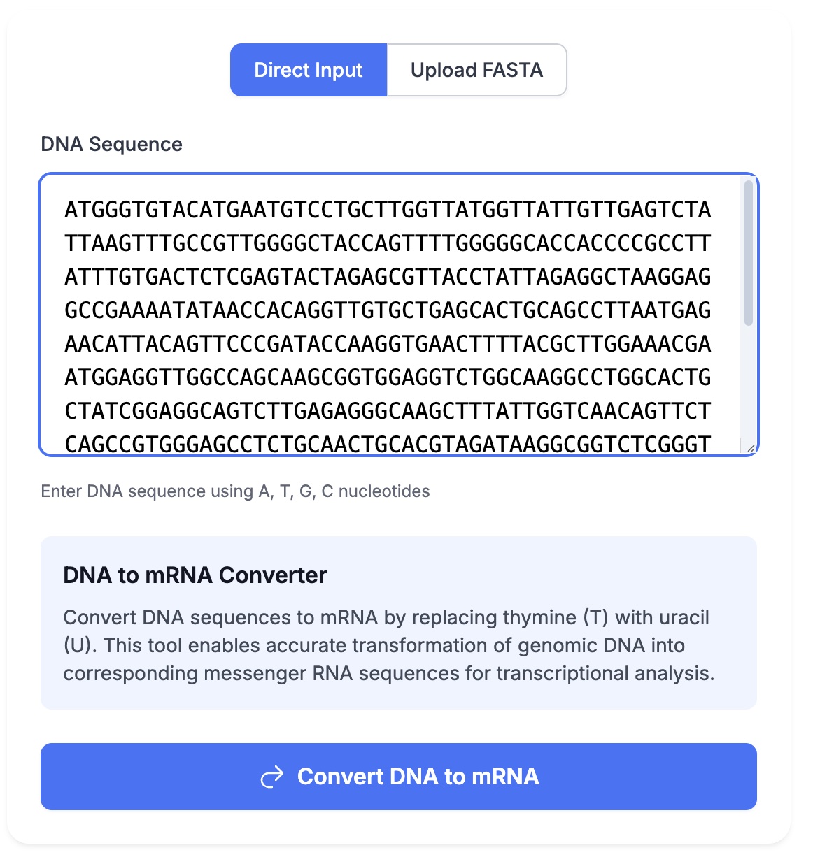 Step 1: Input Your DNA Sequence